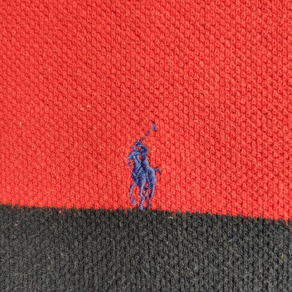Vtg 90's Polo By Ralph Lauren Striped Terry Cloth Collared Polo Shirt Large - Picture 3 of 10